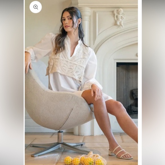 NWT- Marlow White Long Sleeve dress with removable Crochet Vest - Picture 2 of 9